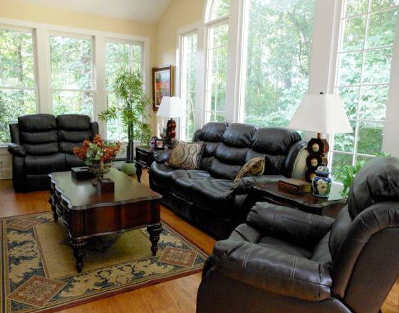 3pc leather seating set (sofa, love-seat, & recliner/rocker)