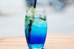 refreshing, blue curacao syrum, blue curacao mocktail recipe, Ice cubes