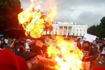 white house, american independence day, 2 protesters arrested for burning u s flag outside white house on american independence day, American independence day