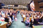 international yoga day logo, international yoga day 2018 theme, international day of yoga 2019 indoor yoga session held at un general assembly, International yoga