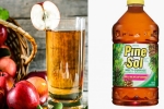 Apple juice, preschool, preschoolers served with cleaning liquid to drink instead of apple juice, Pine sol