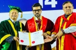 Ram Charan Doctorate pictures, Ram Charan Doctorate latest, ram charan felicitated with doctorate in chennai, India us