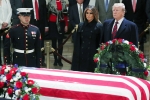 Trump, Melania Trump, trumps pay last respect to late president bush at u s capitol, John mccain